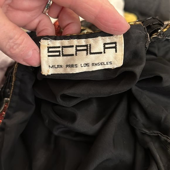 Scala Dress | Scala Heavily Sequin Beaded Sheath Dress Short Sleeve / Size L - Picture 8 of 8